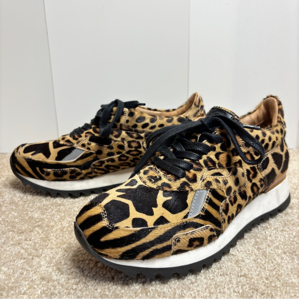 Greats x Nick Wooster Pronto Calf Hair Leopard Print Sneakers Size 38.5 - Picture 8 of 13